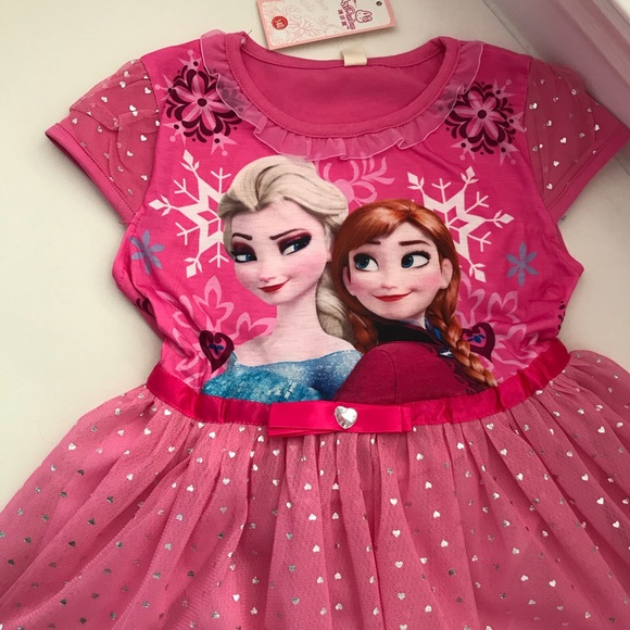Elsa and Anna Sparkly Tutu Pink Dress - Picture 4 of 7